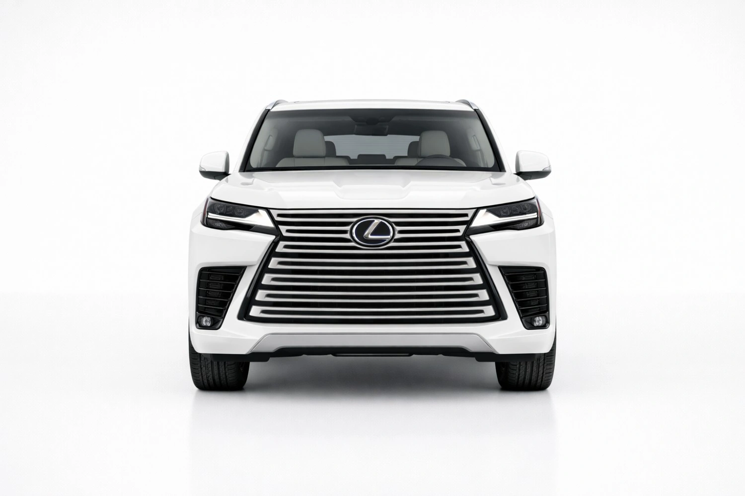 Lexus LX 570 front view showing signature spindle grille and luxury SUV design