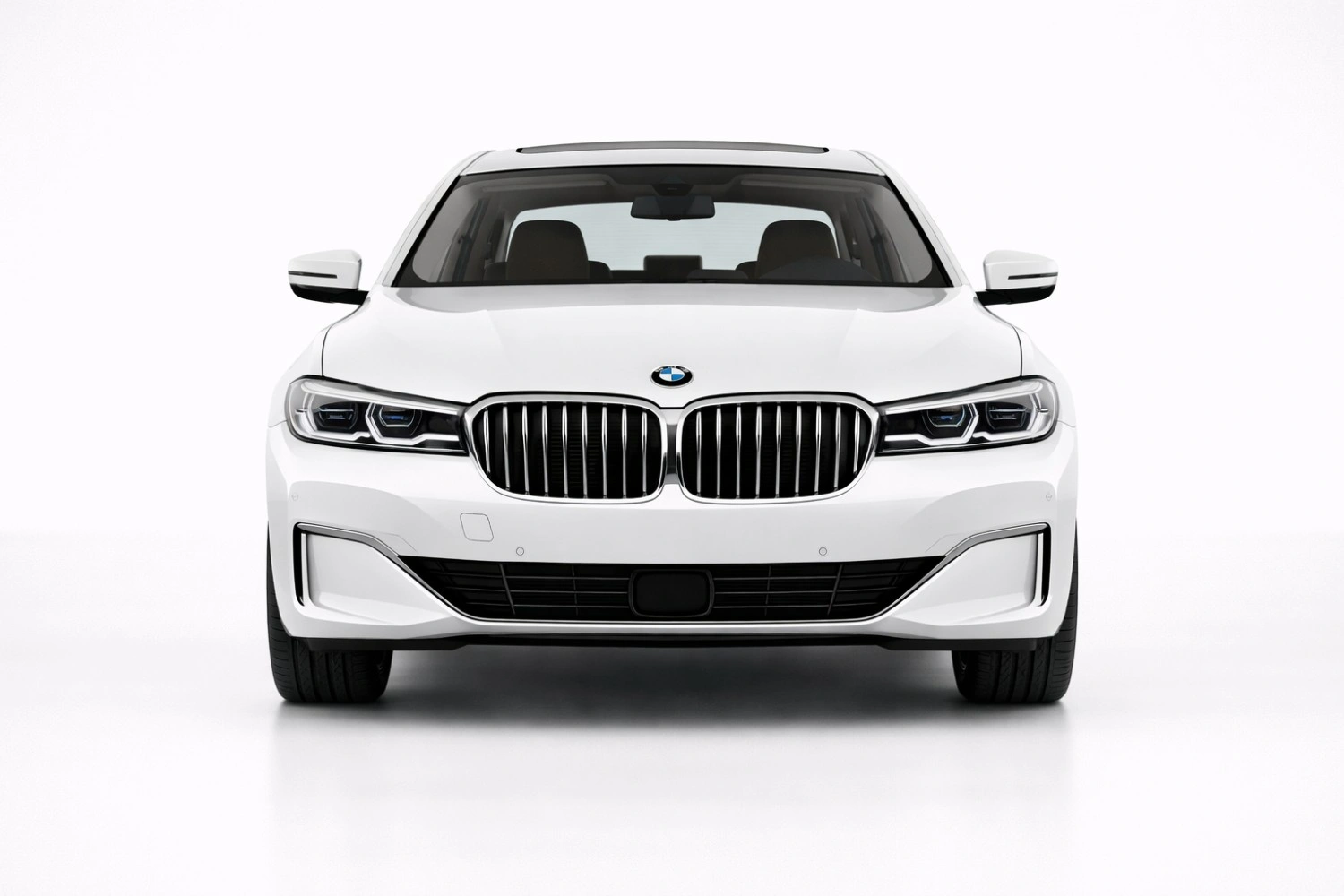 BMW 5 Series front view showing signature kidney grille, LED headlights, and luxury sedan stance
