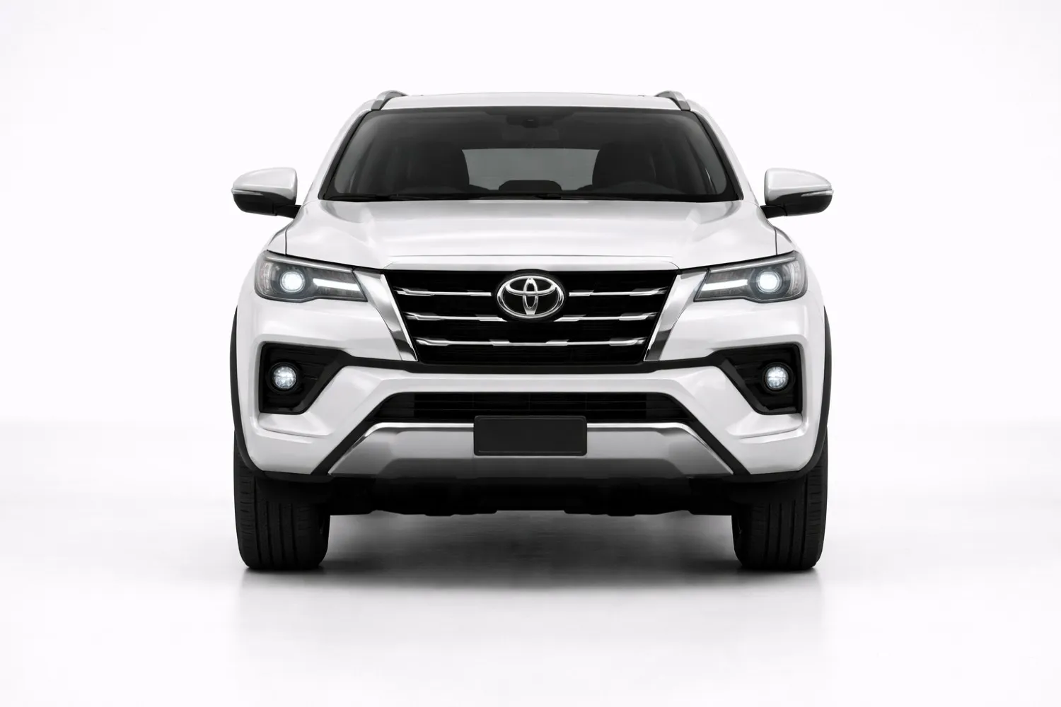 Toyota Fortuner rear view showcasing bold SUV design, LED tail lights, and rugged stance